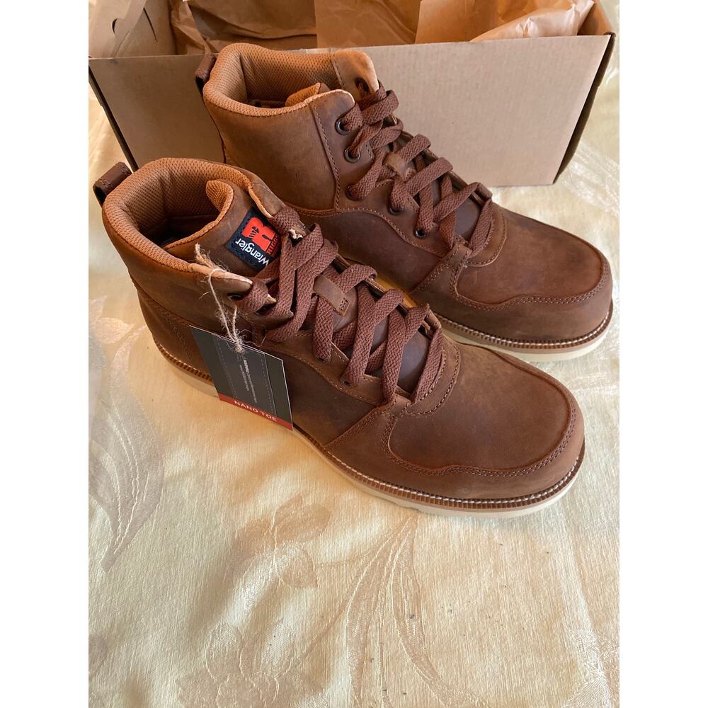 Wrangler Men's 6" Lace-Up Rugged Brown Wedge Work Boots KMQ0004 Size 10.5 NEW